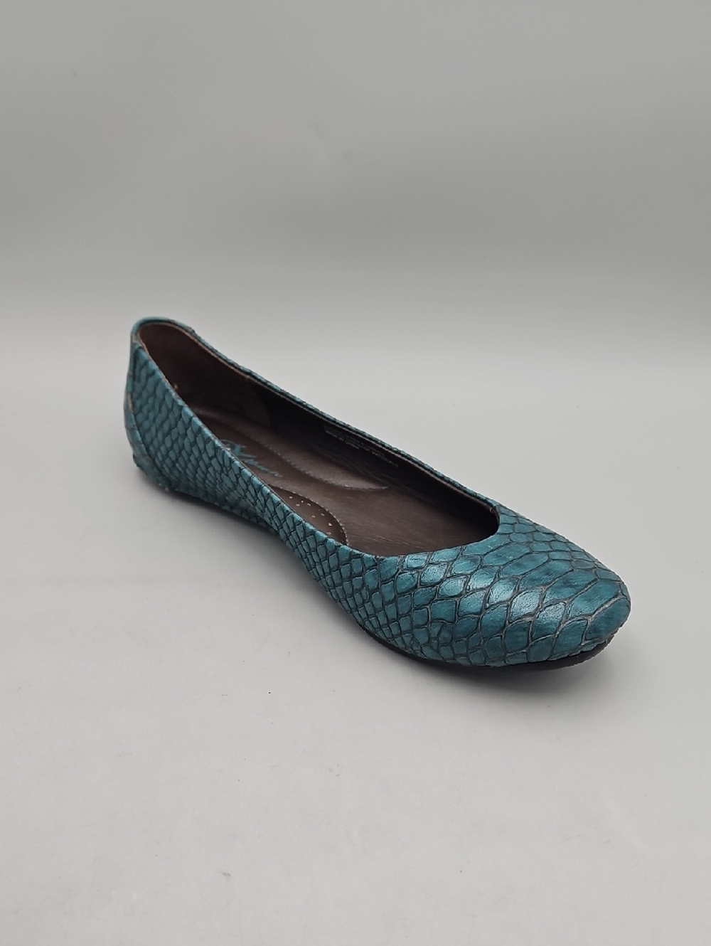 BORN Size 7.5 Teal Textured Leather Ballet Flats Shoes Slip On - Picture 5 of 12